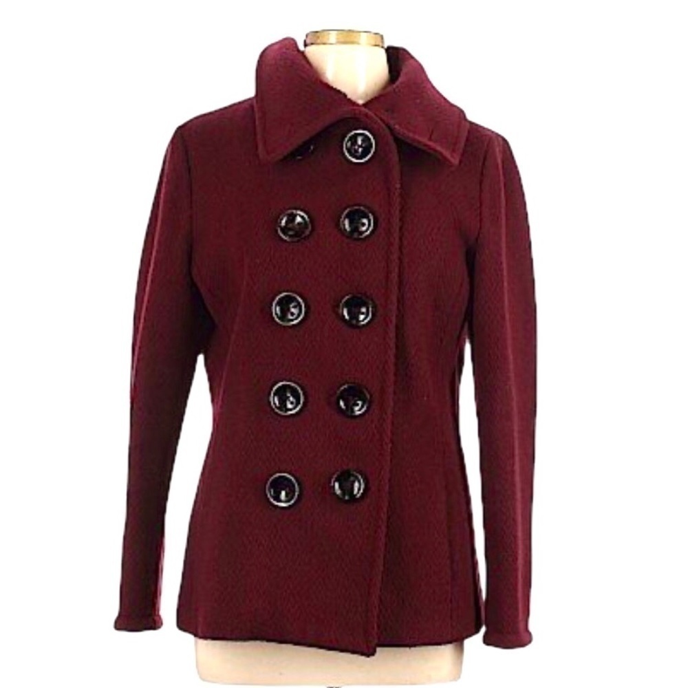 SOIA & KYO Wool Blend Pea Coat Jacket Big Button Large